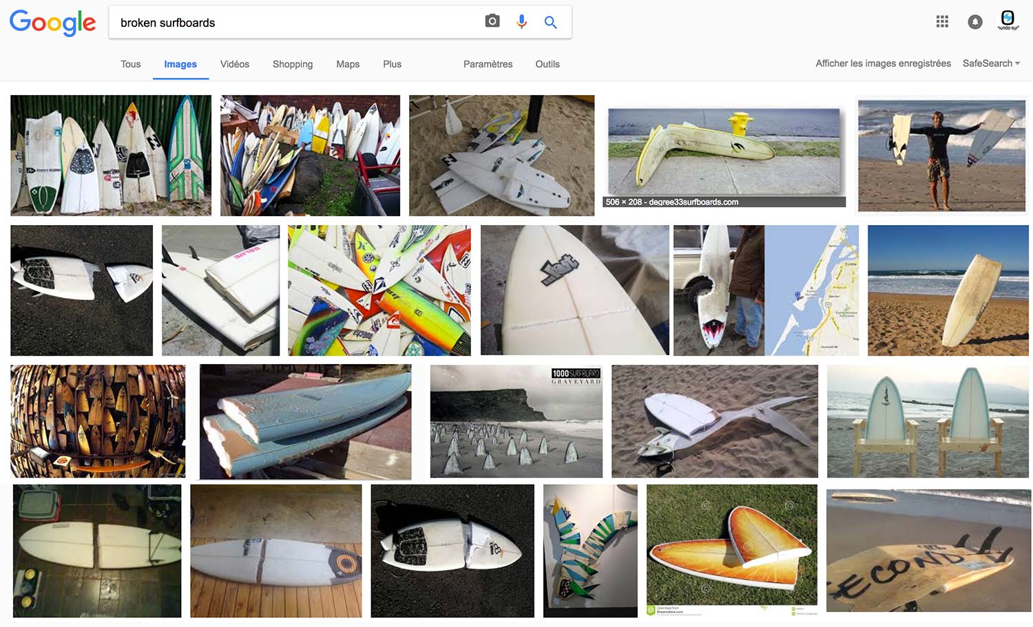 búsqueda broken surfboards en google